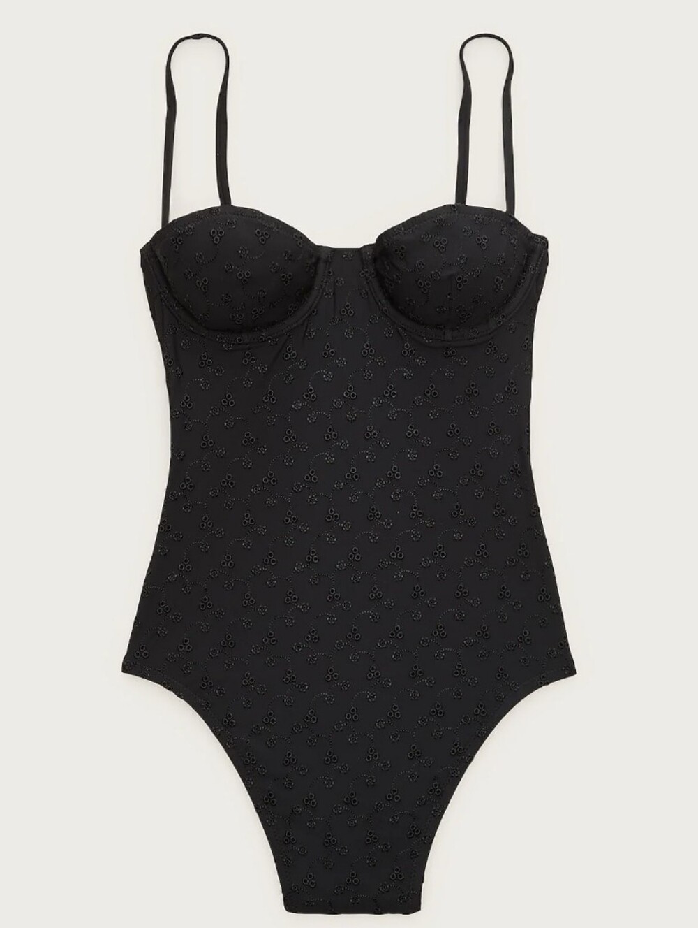 J Crew Balconette eyelet underwire one-piece CS545 Size 6 Black